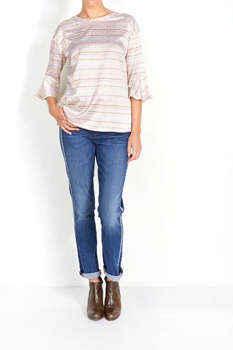 PR SHIRT MOCKNECKCOL FLARED SL BROWN 2