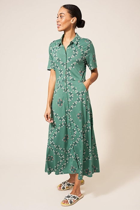 RUA JERSEY SHIRT DRESS TEAL MULTI 1