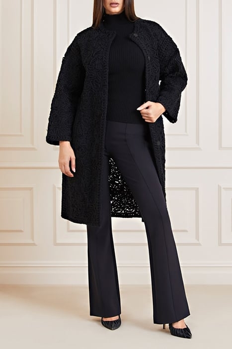 MARCIANO BY GUESS BRAID COAT JET BLACK FAUX FUR 4