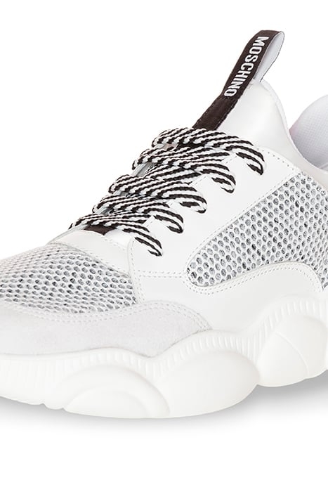 TEDDY RUN SNEAKER IN MESH, CALFSKIN AND SPLIT LEATHER WHITE 4