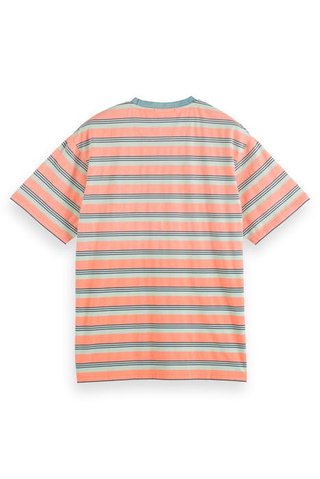 YARN DYE STRIPE POCKET T-SHIRT PEACH GREEN MULTISTRIPE 2