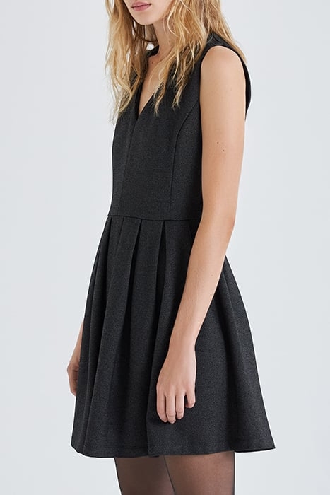 BLACK SHINY KNIT SKATER DRESS BLACK 4