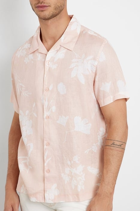 GUESS ECO SS ISLAND LINEN CUTOUT SHIRT WATERCOLOR CUTOUT TA 1