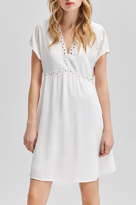 OFF-WHITE RECYCLED DRESS WITH LACE BRAID 1