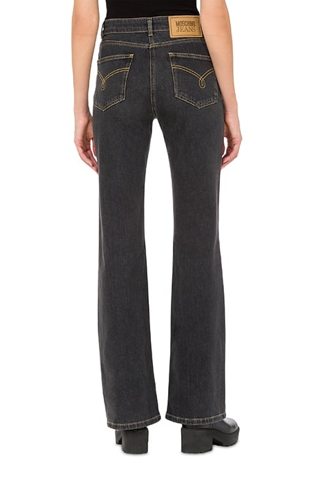 FLARED TROUSERS IN BLACK STRETCH DENIM BLACK 2