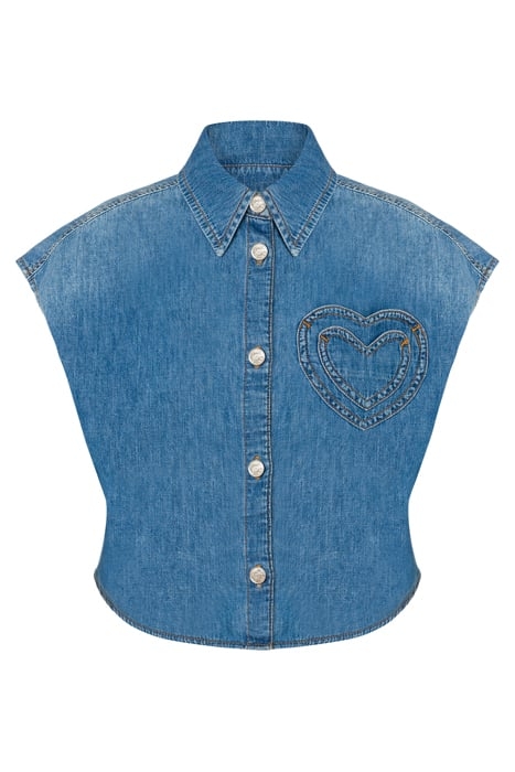HEARTS POCKET CHAMBRAY SHIRT BLUE 3