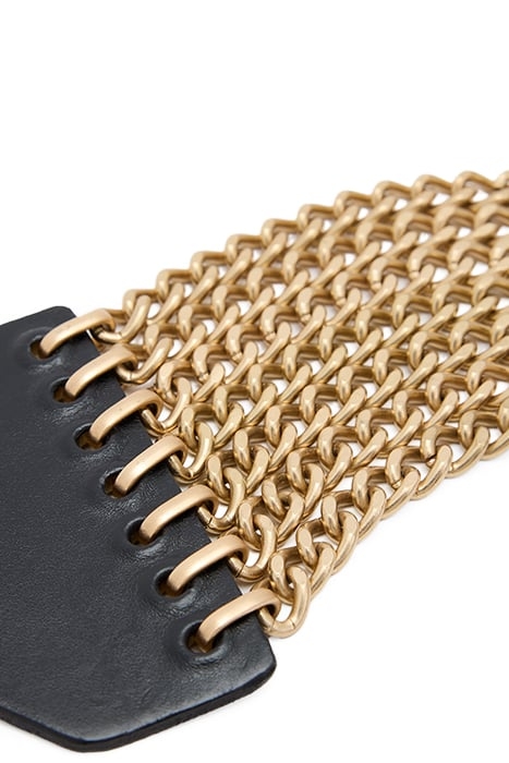 ZORA CHAIN WIDE BELT BLACK/WARM BRASS 5