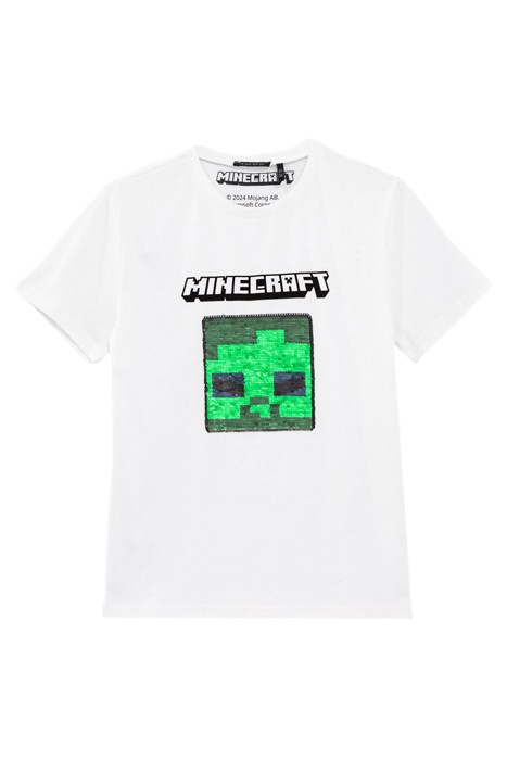 BOYS’ WHITE T-SHIRT WITH MINECRAFT REVERSIBLE SEQUINS 1