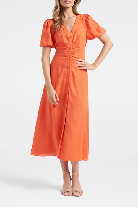 ARABELLA PUFF SLEEVE SHIRT DRESS ATOMIC ORANGE by Forever New