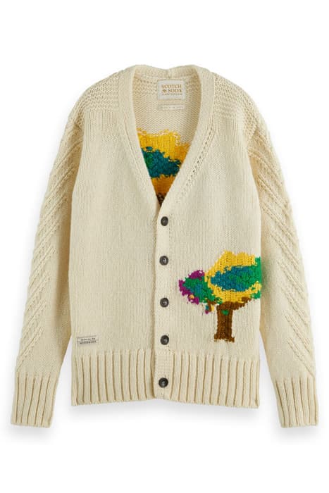 DUTCH WOOL UNISEX CARDIGAN ECRU by Scotch & Soda