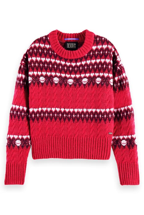 FAIR ISLE KNITTED CABLE PULLOVER COSMIC PINK by Scotch & Soda