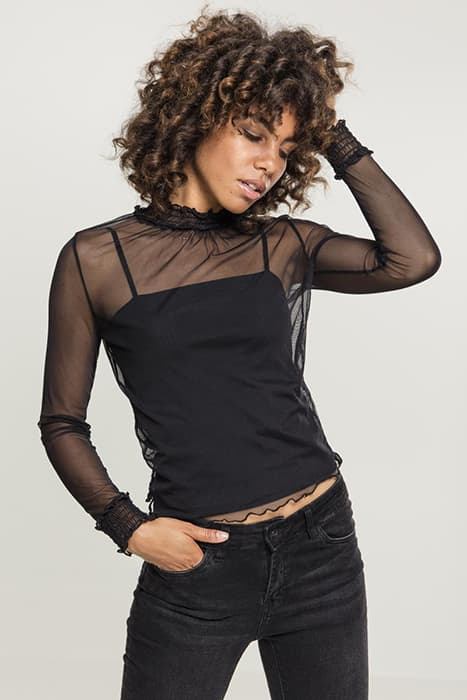 LADIES DOUBLE LAYER MESH L/S BLACK by Urban Classics