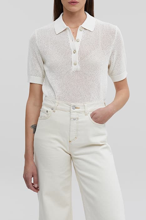 CLOSED WOMEN SHORT SLEEVE POLO KNITS BLANCHED ALMOND BLANCHE by Closed