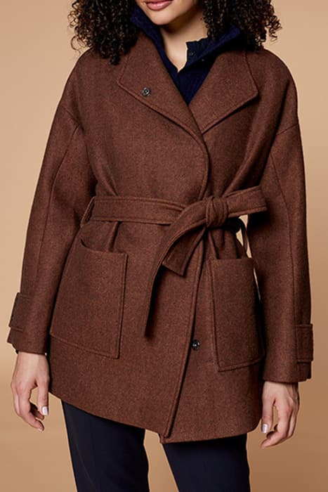 DIAZ - FANCY COGNAC WOOL COAT WITH BELT by ONE STEP