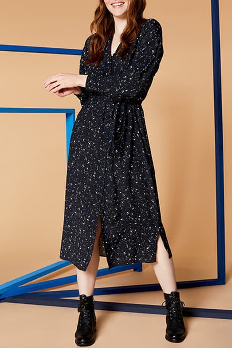 REVIA - BLACK POLKA DOT MAXI DRESS WITH HOOD by ONE STEP