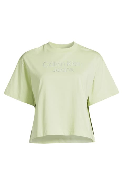 EO/ SILVER EMBR TEE JADED GREEN by Calvin Klein