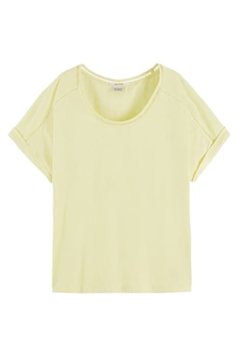 SCOOP-NECK LADDER TAPE T-SHIRT POPCORN by Scotch & Soda