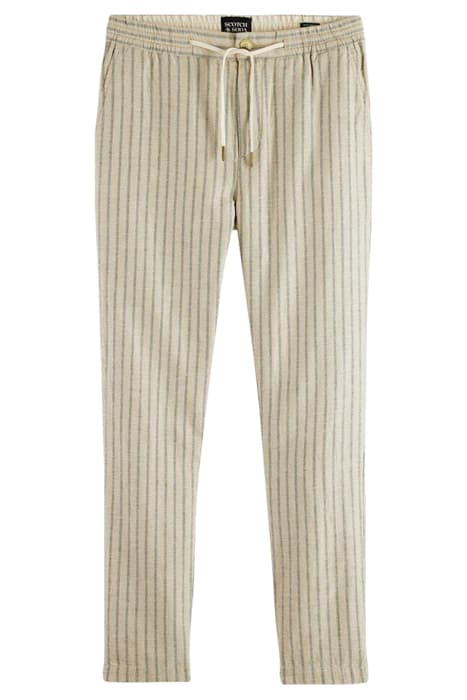 WARREN- STRIPED COTTON LINEN JOGGER SAND/ BLACK STRIPE by Scotch & Soda