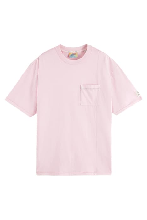 GARMENT DYE TEE WITH CHEST POCKET STONE PINK by Scotch & Soda