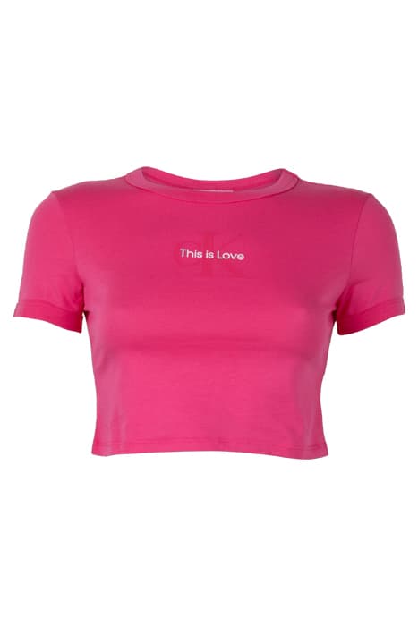 PRIDE LOGO CROP TEE PINK FLAMBE by Calvin Klein