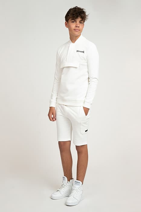 RUBBER BADGE SWEAT SHORTS OFF WHITE by NIK & NIK