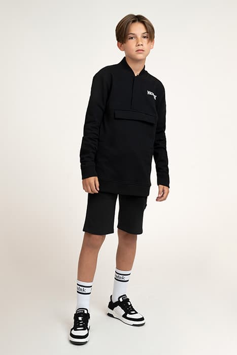 RUBBER BADGE SWEAT SHORTS BLACK by NIK & NIK