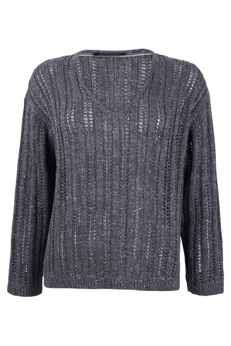 V-PULLOVER MIT LOCHMUSTER ASPHALT GREY by Luisa Cerano