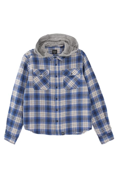 BOYS' BLUE CHECK SHIRT WITH DETACHABLE HOOD by IKKS