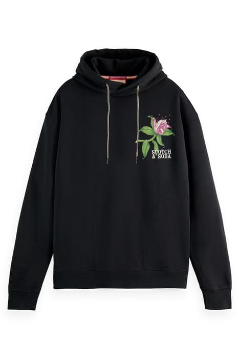 ARTWORK FELPA RELAXED-FIT HOODIE IN ORGANIC COTTON BLACK by Scotch & Soda