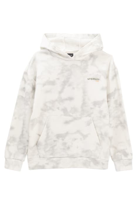 LIGHT GREY TIE-DYE HOODIE WITH LETTERING ON BACK by IKKS