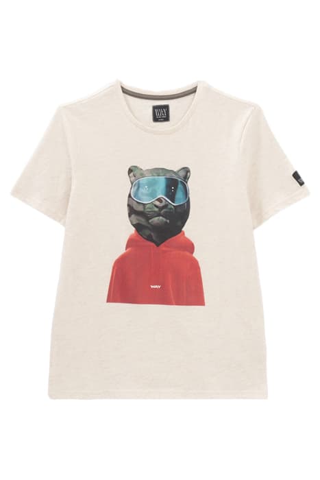 BOYS’ BEIGE MARL T-SHIRT WITH CAMOUFLAGE BEAR IMAGE by IKKS