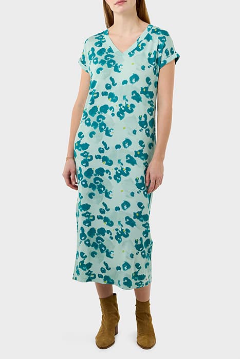 LONG DRESS WITH AQUA DOT PRINT HARBOR GREY by Sandwich