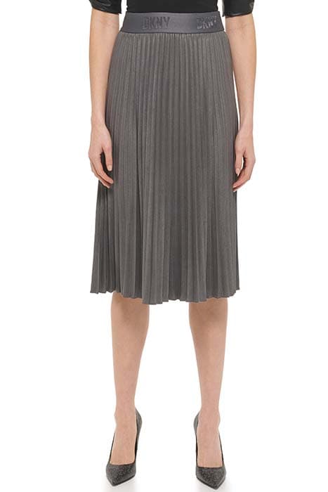 SUEDE MIDI PLEATED S SLATE by DKNY