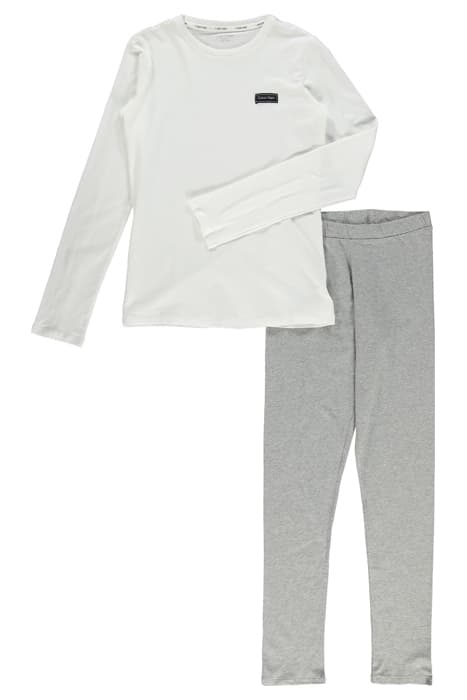 KNIT PJ SET (LS & LE PVHWHITE/W/GREYHEATHER by Calvin Klein