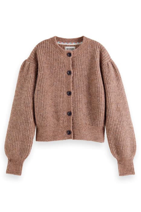 KNITTED CREWNECK CARDIGAN WITH PUFFED SLEEVES VELVET BLUSH M by Scotch & Soda