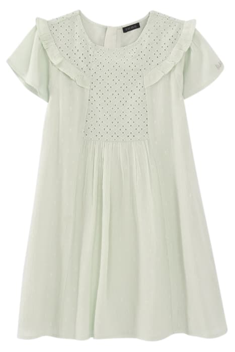 GIRLS’ AQUA GREEN DRESS WITH EYELET EMBROIDERY PANEL by IKKS