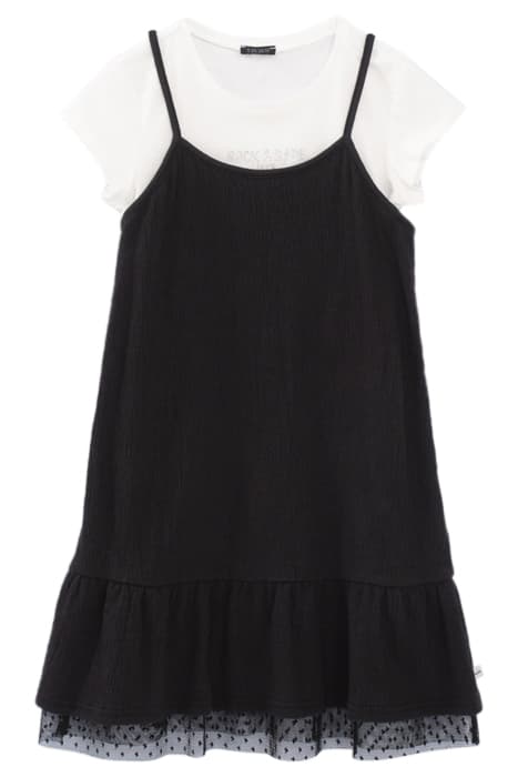 GIRLS’ BLACK 2-IN-1 DRESS WITH WHITE T-SHIRT by IKKS