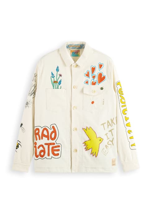 TWILL OVERSHIRT WITH PLACEMENT ARTWORKS WHITE PLACED PRINTS by Scotch & Soda