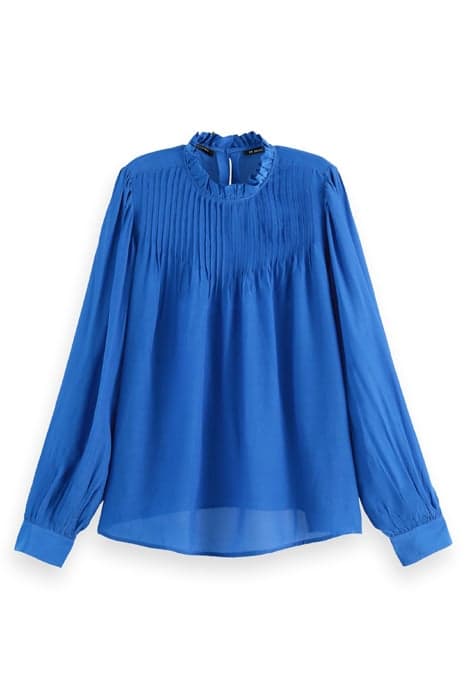 PINTUCK BLOUSE WITH RUFFLE COLLAR BRIGHT BLUE by Scotch & Soda