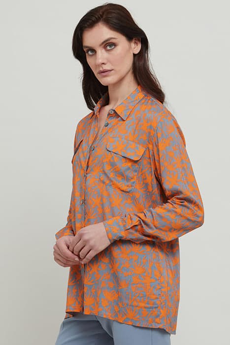 ORANGE TROPIC PRINT UTILITY SHIRT PRINT by Helen McAlinden