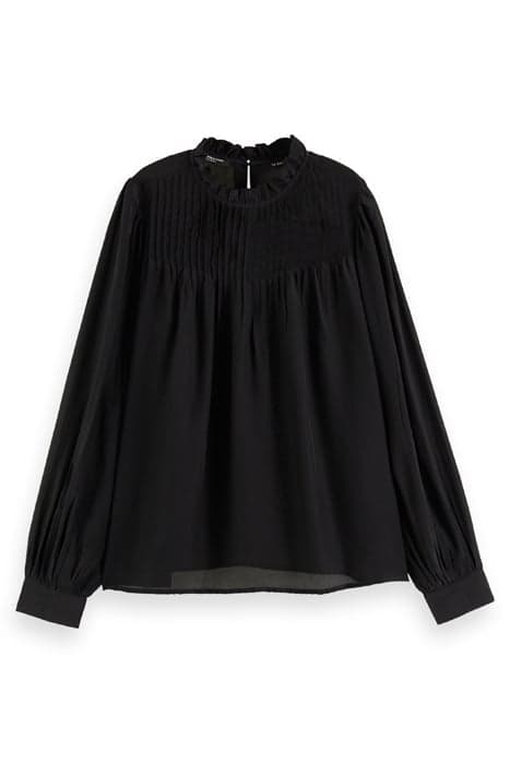 PINTUCK BLOUSE WITH RUFFLE COLLAR BLACK by Scotch & Soda