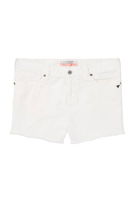 BOYFRIEND FIT SHORTS WITH SUNFADED WASHINGS AND RAW EDGE HEM by Scotch & Soda