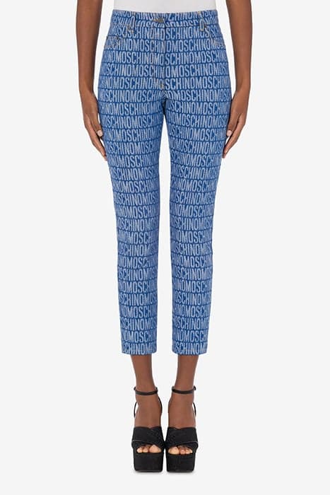 ALLOVER LOGO DENIM TROUSERS BLUE by Moschino