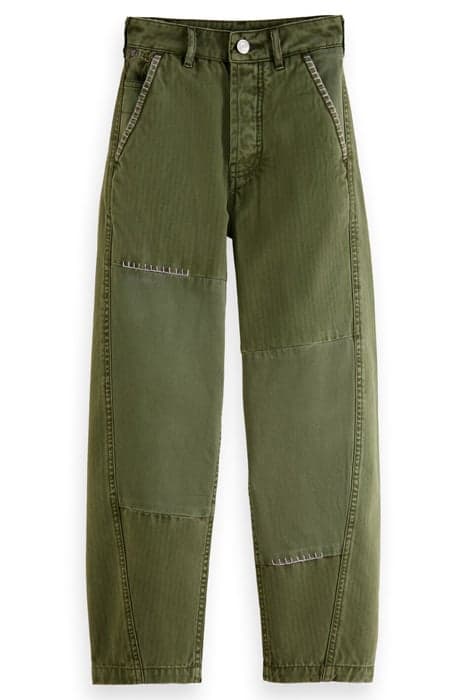 THE TIDE BALLOON FIT CHINO WITH HEM EMBROIDERIES MILITARY GR by Scotch & Soda