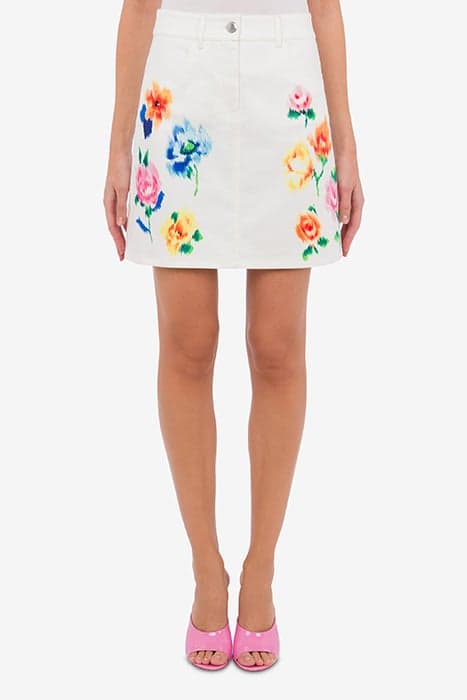 MINI SKIRT IN FLOWER CHINÉ COTTON GABARDINE MULTICOLOR by Moschino