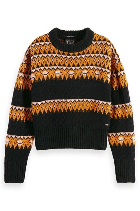 FAIR ISLE KNITTED CABLE PULLOVER BLACK SKY by Scotch & Soda