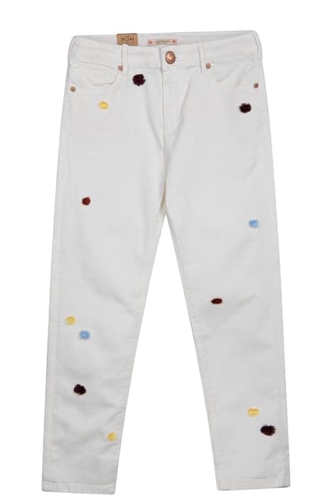 PETIT AMI FIT PANTS WITH POMPOMS WHITE by Scotch & Soda