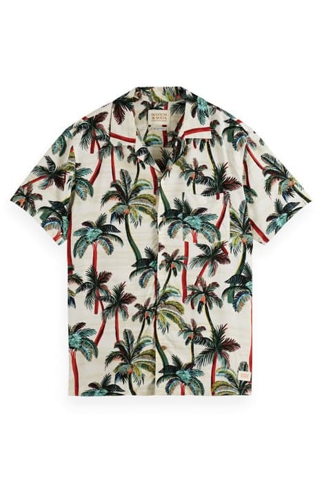 SHORT SLEEVED PRINTED CAMP SHIRT OFFWHITE PALMTREES AOP by Scotch & Soda