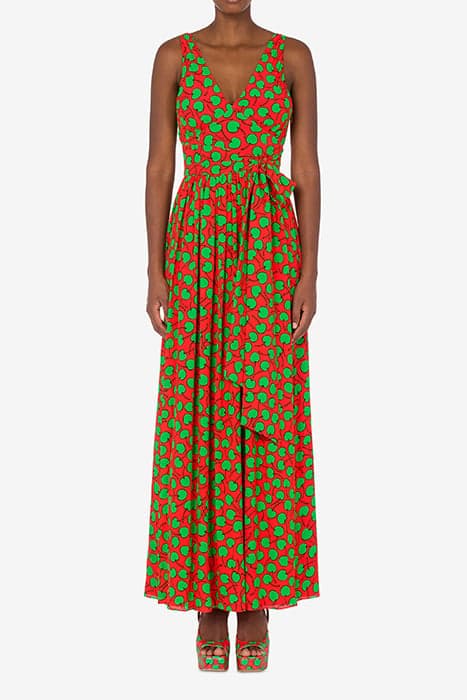 ALLOVER CHERRY GEORGETTE DRESS RED by Moschino