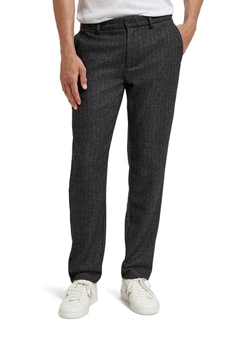 STUART- WOOL-BLEND YARN-DYED CHINO GREY BLACK HERRINGBONE by Scotch & Soda